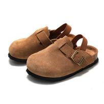 Madingos Kidmi Naujos Vaikų Suede Klumpės Šlepetės Mažylių Klumpės Berniukų Mergaičių Basutės Kamštinės Reguliuojama Sagtis Mules Mielos Namų Vaikų Šlepetės 15cm ruda