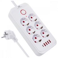 Maclean Power strip, 6 outlets, MCE389 W, 4xUSB-A, 1xUSB-C, 110-240V, AC 50/60Hz, 2.1A max, 2500W, white
