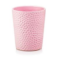 Keramikinis rožinis vazonas su dangteliu, reljefinis, 13 cm
