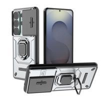 Stumdomas kameros objektyvo apsauginis dėklas su smūgiams atspariais elementais, laikikliu ir stoveliu žiedu, skirtas Samsung Galaxy S26 Ultra S26+ S26 Plus 5G S26 pilka spalva