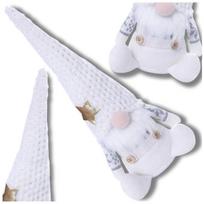 Kalėdų elfas Kalėdų Senelis 40 cm sėdintis nykštukas baltas
