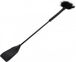Botagas Hidden Desire Crop Whip Feather Tickler, juodas