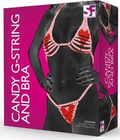 Kostiumas moterims Spencer & Fleetwood Candy G-String and Bra Set, baltas