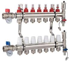 AQUA HEATING GRINDINIO ŠILDYMO SKIRSTYTUVAS 7 GRANDINĖS PEX 16X2 JUNGTYS TIESUS VOŽTUVAS NUVEDIMO IR ORO ŠALINIMO RINKINYS