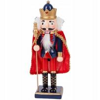 Riešutininko medinė kalėdinė figūrėlė 25 cm KING su apsiaustu 51