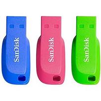SanDisk Cruzer Blade 3Pack, 16GB, Blue, Green, Pink SDCZ50C-016G-B46T