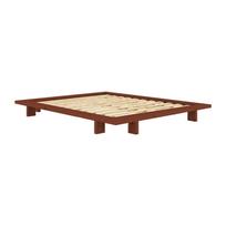 Terakotos spalvos dvigulė lova iš pušies masyvo be galvūgalio su lovos grotelėmis 180x200 cm Japan – Karup Design