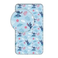 Mėlynos spalvos iš medvilnės viengulė vaikų patalynė su guma 90x200 cm Lilo & Stitch "Blue" – Jerry Fabrics