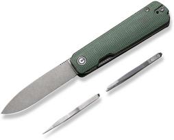 Cedrus Nóż składany Civivi Sendy Green Canvas Micarta, Gray Stonewashed Nitro-V by Ben Petersen (C21004A-1) | C21004A-1 | 689826333815