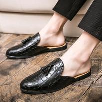 Mules Juodos Lakuotos Odos Krokodilo Odos Vyriški Pusbačiai Vyrui Mados Dizainerio Batai Vyriški Prabangūs Zapatillas Hombre Laisvalaikio Įslystami 43 juoda