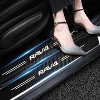 Anglies pluošto automobilio durų slenksčio apsauga Juoda durų skydelio apsauga Anti-Scratch Dekoracija RAV4 RAV 4 XA50 serijai 4 vnt.