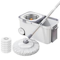 360° Spin Mop Bucket Microfiber Spin Mop Bucket Squeeze Mops Cleaning System & 6 Microfiber Heads Floor Cleaning Washing Brooms balta