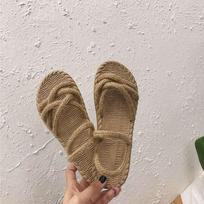 ZANPACE Vasarinės basutės Moteriškos Retro Kanapių Virvės Pintos Romėniški Batai Su Atviru Pirštu Paplūdimio Plokščiapadžiai Laisvalaikio Femmes Sandalias Mujer 2024 5 ruda
