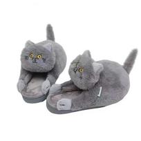 Dizainerio katės pūkuoti kailiniai šlepetės moterims vyrams juokingos namų pūkuotos šlepetės moteriškos patalpų grindims kawaii batai mielos juokingos šlepetės dovanos One Size pilka