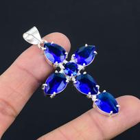 Tanzanito brangakmenio pakabukas Solidus 925 svarų sterlingų sidabro pakabukas Papuošalai Dovana Unisex LG-084