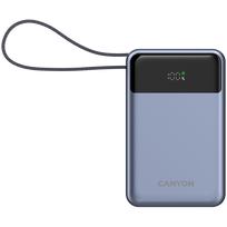 CANYON Powerbank OnPower PB-600, 65W Fast Charge Ultrakompaktes 20.000mAh Modell, Integriertes 65 W USB-C-Kabel, Display