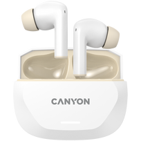 CANYON In-Ear Kopfhörer HEXAGON 7 TWS ANC+ENC, White Beige Bluetooth 5.4, Unterstützung für kabelloses Laden, Aktive Geräuschunterdrückung, 4 Mikrofon