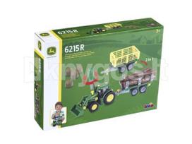 John Deere traktorius su dviem priekabomis.