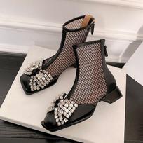 Avalynė Cirkonio Akmenukai Moteriški Ankle Boots Tinklelio Booties Elegantiški su Žemais Kulniukais Trumpi Batai Moteriai Sandalai Patogūs Batai Išpardavimas 35