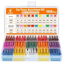 JOREST 168pcs Car Fuse Kit, 114pcs Mini Flat Fuse + 54pcs Flat Fuse +