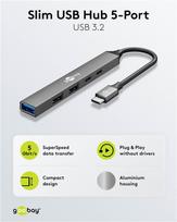 Goobay Slim 5-Port USB-Hub, USB-C™ auf USB-C™/USB-A, USB 3.2 (74460)