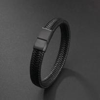 Juoda PU odos magnetinė apyrankė vyrams, brandi, stabili ir elegantiška, suteikianti vyrams geriausią dovaną vyrams 20cm juoda