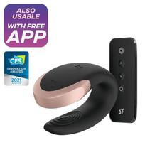 Porų vibratorius Satisfyer Double Love (juodas)