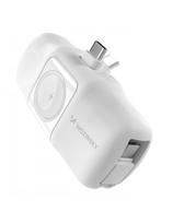 Mini išorinė baterija 5000mAh 15W USB-C su „Apple Watch“ įkrovikliu – balta