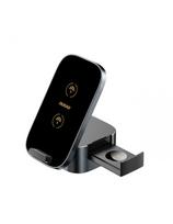 3in1 A11Pro+ 15W indukcinis įkroviklis telefonui, išmaniajam laikrodžiui, ausinėms - juodas