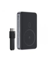 Magnetinė išorinė baterija 10000mAh, indukcinė, 2x USB-C PD 30W + USB-C laidas - juoda