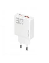 GaN A30EUL 30W USB-A USB-C sieninis įkroviklis – baltas