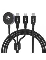 3in1 laidas USB-C - USB-C / iPhone Lightning / Apple Watch įkroviklis PD 100W 1.2m - juodas