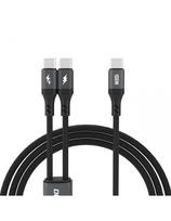 2in1 L3F laidas 2 USB-C telefonams įkrauti - 2x USB-C 100W 1.2m - juodas