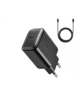 USB-C 25W SFC PPS PD sieninis įkroviklis + 1 m USB-C laidas – juodas