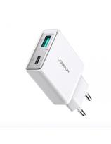 Mažas ir itin plonas 20 W USB-A USB-C sieninis įkroviklis – baltas