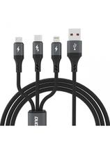 3in1 laidas 60W USB-A - MicroUSB USB-C iPhone Lightning 1.2m - juodas