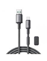 USB-A – „iPhone Lightning“ laidas su magnetiniu laikikliu ir organizatoriumi, 1,2 m – pilkas