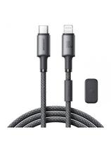 USB-C – „iPhone Lightning“ laidas su magnetiniu laikikliu ir organizatoriumi, 1,2 m – pilkas