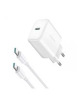 USB-C PD 30W QC SFC sieninis įkroviklis + 1 m USB-C laidas – baltas