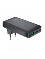 65 W GaN 2 USB-C USB-A itin plonas plokščias sieninis įkroviklis – juodas