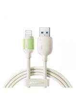 USB-A į iPhone Lightning kabelis su fluorescenciniu antgaliu 1,2 m – smėlio spalvos