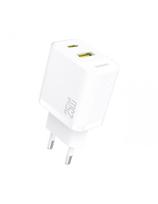 25 W greitas sieninis įkroviklis USB-A USB-C – baltas