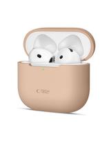 Apsauginis silikoninis dėklas „Apple AirPods 4“ ausinėms – smėlio spalvos