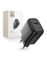USB-C PD 20W / USB-A QC 3.0 sieninis įkroviklis – juodas