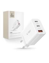2x USB-C PD / USB-A QC 30W sieninis įkroviklis – baltas