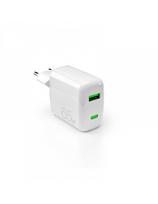 USB-A USB-C GaN 65W sieninis įkroviklis – baltas