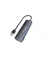 4x USB-A šakotuvo skirstytuvas su aliuminio jungikliais - pilkas