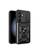 „Hybrid Armor Camshield“ dėklas „Samsung Galaxy A56“ su kameros stovu ir dangteliu – juodas