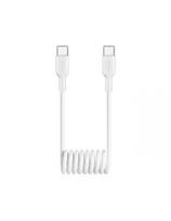 USB-C 25W 1m spiralinis kabelis – baltas