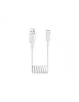 Spiralinis kabelis USB-A - USB-C 10W 1m - baltas